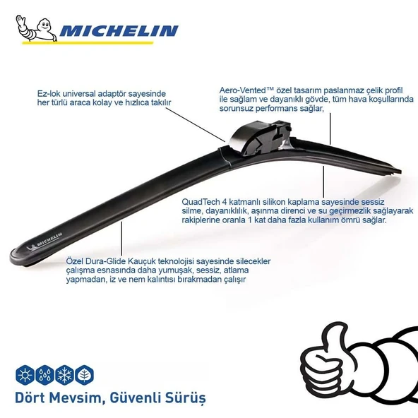 Michelin MULTIFIT™ MC33955 60CM 1 Adet Universal Muz Tipi Silecek - Resim 4