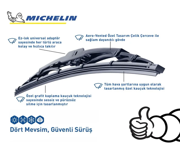 Michelin Rainforce™ MC13926 65CM 1 Adet Universal Telli Silecek - Resim 3