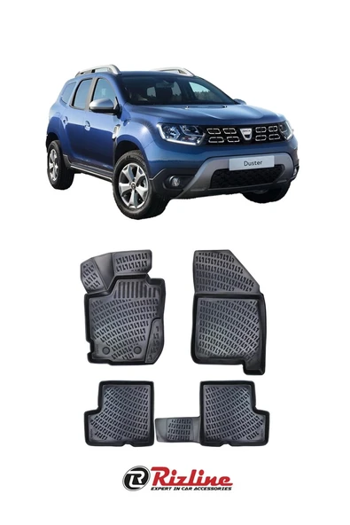 Dacia Duster 4WD 2018-2022 Siyah 3D Havuzlu Paspas ürün görseli 1