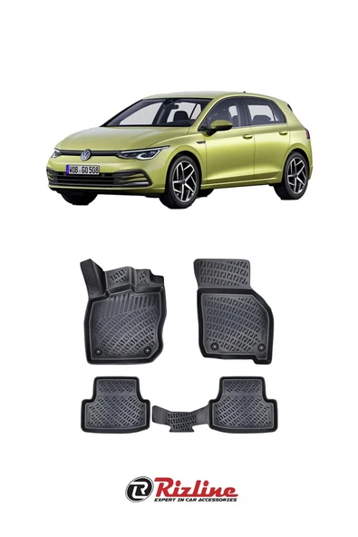 Volkswagen Golf 8 2019-2023 (Otomatik Vites) Siyah 3D Havuzlu Paspas ürün görseli 1