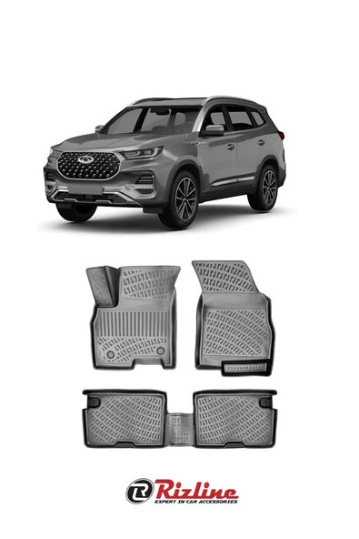 Chery Tiggo 8 Pro 3 Sıra Excellet Paket 2022 Sonrası Siyah 3D Havuzlu Paspas ürün görseli 1