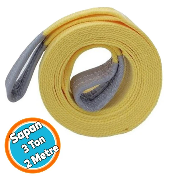 Sapan Polyester Spanzet 3 Ton 2 Metre Sarı Sağlam Yük Kaldırma Taşıma İndirme Halat ürün görseli 1