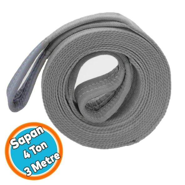 Sapan Polyester Spanzet 4 Ton 3 Metre Gri Sağlam Yük Kaldırma Taşıma İndirme Halat ürün görseli 1
