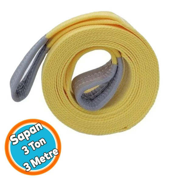 Sapan Polyester Spanzet 3 Ton 3 Metre Sarı Sağlam Yük Kaldırma Taşıma İndirme Halat ürün görseli 1