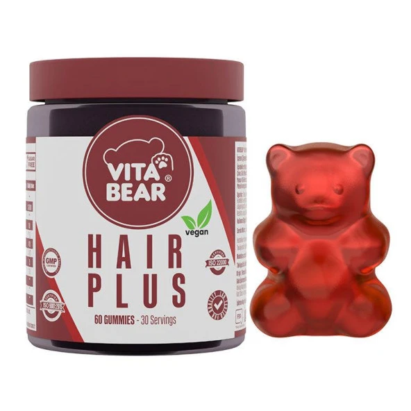 Vita Bear Hair Plus Vegan 60 Gummies ürün görseli 1