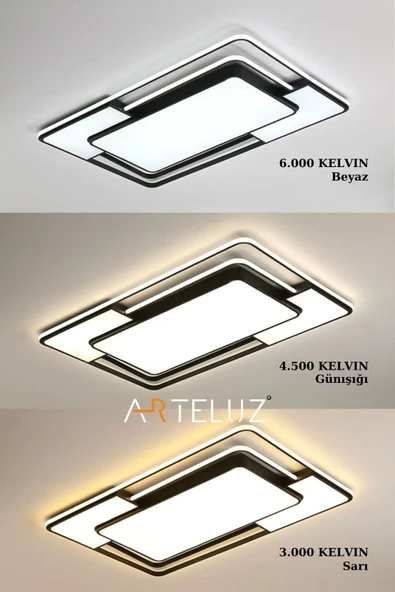 ARTELUZ DİKDÖRTGEN MODEL MODERN PLAFONYER AVİZE (90X60 CM) - Resim 4
