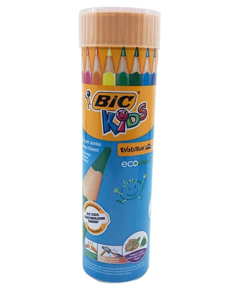 Bic Kids Tüp Metal Kutulu Üçgen Jumbo Kuru Kalem Boya Seti 12li ürün görseli 1