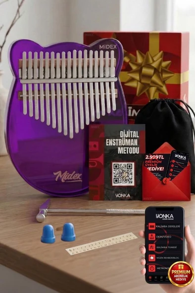 Midex KLX-660 Mor Renk Cam Kalimba 17 Tuşlu Full Set ürün görseli 1