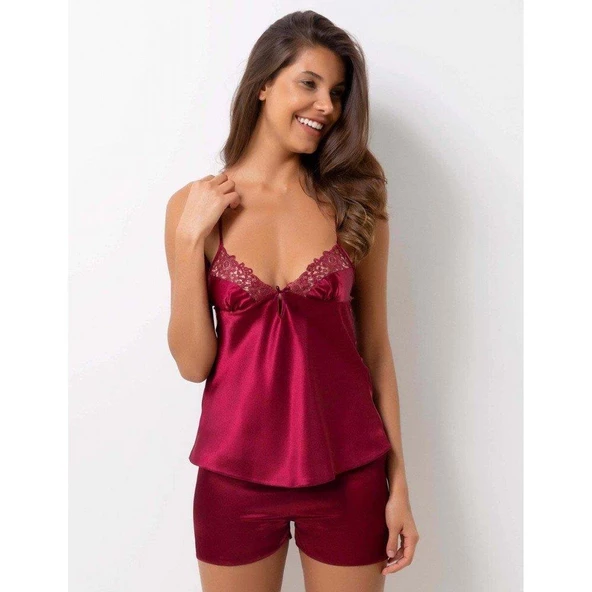 PİERRE CARDİN 6625 Bordo Kısa Gecelikli Saten 6 Lı Çeyiz Seti ürün görseli 1