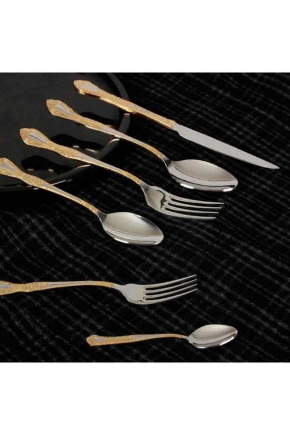 Margaret 36 Parça Kaşık Çatal Bıçak Takımı - Gold ürün görseli 1