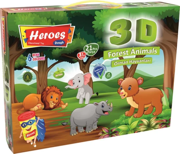 HEROES 3D ORMAN HAYVANLARI 6 RENKLİ OYUN HAMURU ERN-571 ürün görseli 1