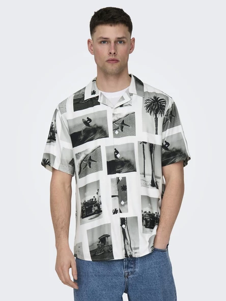 ONLY&SONS Kısa Kollu Viskon Kumaş Erkek Gömlek 22028347 ürün görseli 1