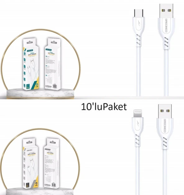Concord Type-c Ve Lıghtning Powerbank Kablosu 10'lu Avantaj Paket ürün görseli 1