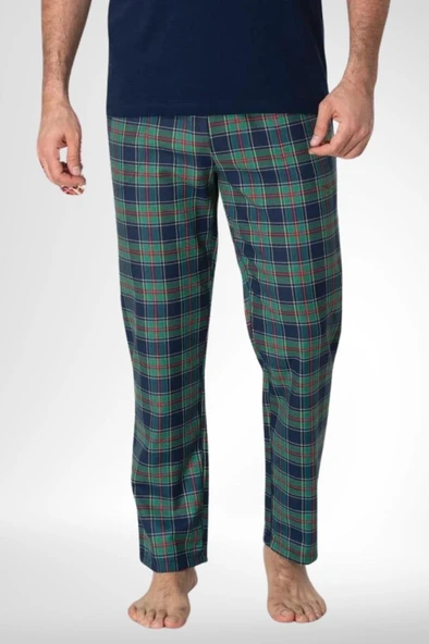 Mecit 3004 Erkek Lacivert Ekoseli Tek Pijama Altı ürün görseli 1