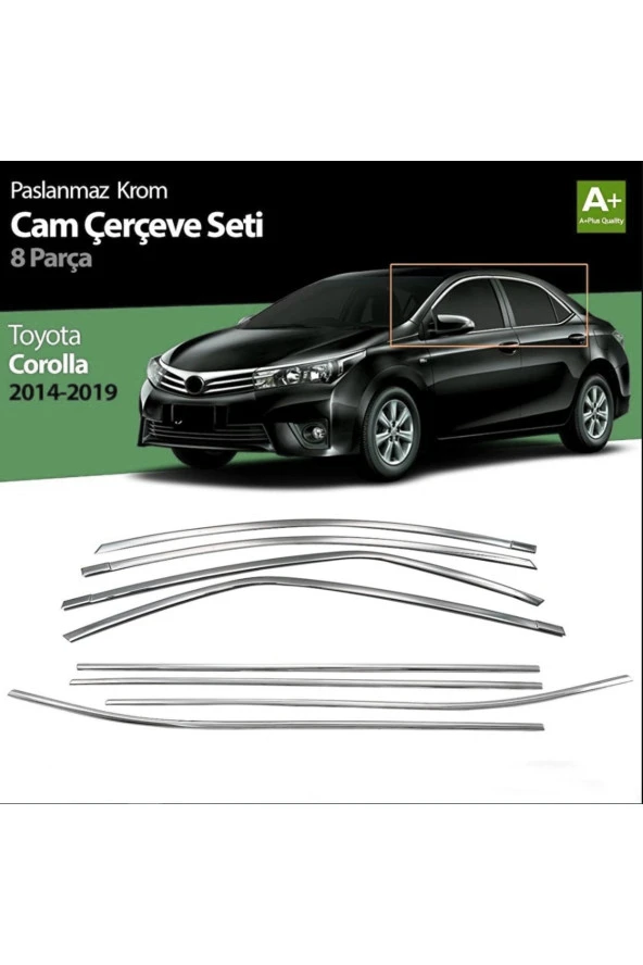Toyota Corolla  Uyumlu Krom Cam Çerçevesi Ithal 8 Parça (2013-2018 Modeller Arası) ürün görseli 1