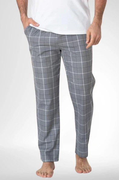 Mecit 3003 Erkek Gri Ekoseli Tek Pijama Altı ürün görseli 1