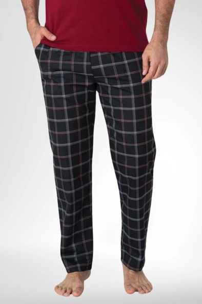 Mecit 3001 Erkek Siyah Ekoseli Tek Pijama Altı ürün görseli 1