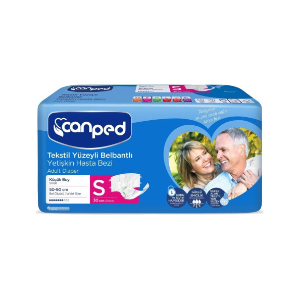 Canped Tekstil Yüzeyli Belbantlı Küçük Boy S 30 Adet Hasta Bezi ürün görseli 1