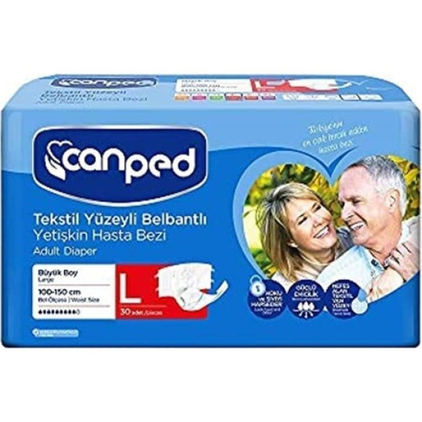 Canped Tekstil Yüzeyli Belbantlı Büyük Boy L 30'lu Hasta Bezi ürün görseli 1
