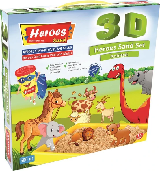 3D KALIPLI ORMAN HAYVANLARI KİNETİK KUM SET 500 GR KUM-034 ürün görseli 1
