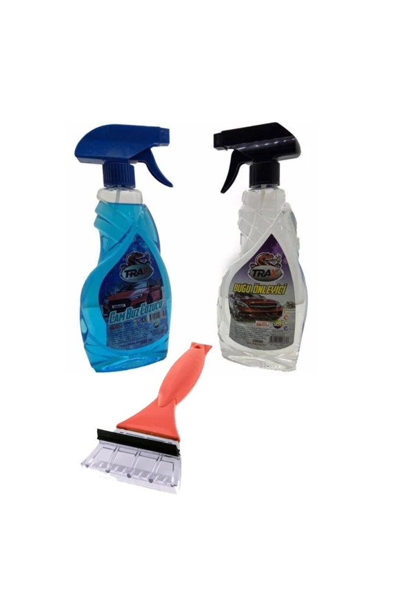 Oto Cam Buz Çözücü Sprey (500 ml) + Araç Buğu Önleyici (500 ml)+ Araba Buz Kazıyıcı Oto 3’lü Kış Set ürün görseli 1