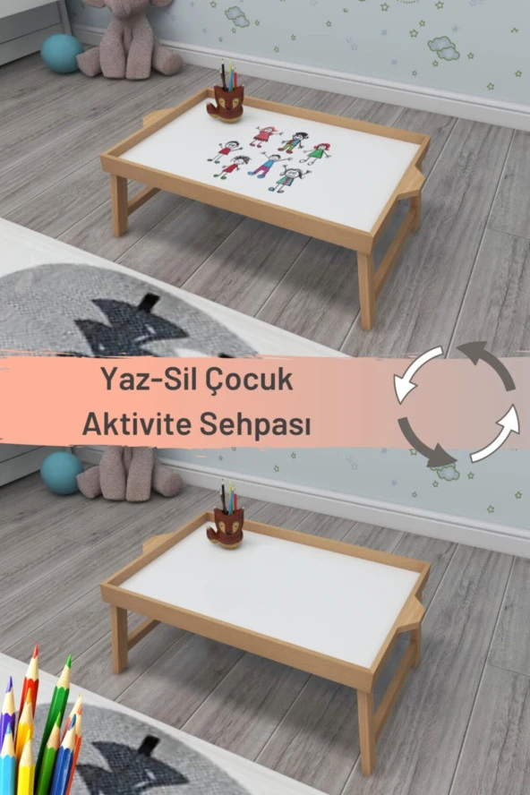 Çocuk Aktivite Sehpası Yaz-sil Çocuk Oyun Masası Çocuk Yemek Sehpası Masası ürün görseli 1