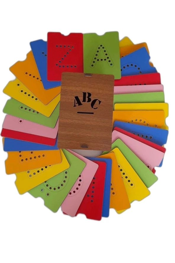 Montessori Oyuncak Eğitici Ahşap Delikli Harf Öğrenme Seti - Okul Öncesi Alfabe Yazı Çalışması ürün görseli 1