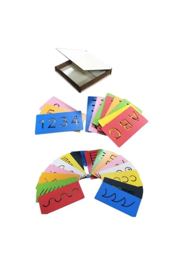 22 Parça Kutulu Ahşap 2-7 Yaş Çizim Eğitim Seti Eğitici Set ürün görseli 1