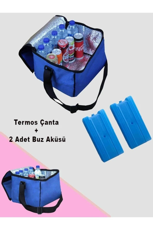 Termos Çanta Ve 2 Adet Buz Aküsü Soğuk Sıcak Yalıtımlı 21 Lt. Araç Oto Piknik Kamp Plaj Omuz Çantası ürün görseli 1