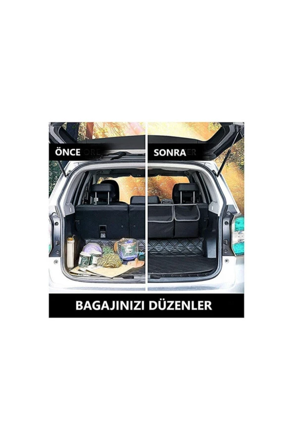 Araç Oto Bagaj Eşya Düzenleme Toparlama Çantası 4 Gözlü Kapaklı 4 Cepli ürün görseli 1
