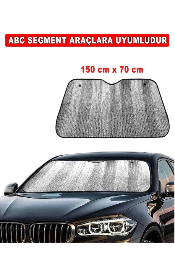 Oto Araba Güneşliği Oto Ön Cam Güneşliği Parlak Metalize Katlanabilir Güneş Önleyici Perde 150x70cm ürün görseli 1