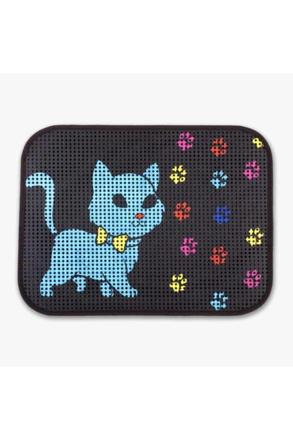 Elekli Desenli Kedi Tuvalet Önü Paspası 60 x 45 cm ürün görseli 1