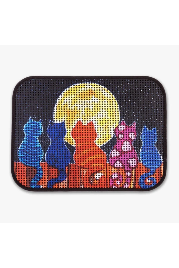 Elekli Desenli Kedi Tuvalet Önü Paspası 60 X 45 Cm ürün görseli 1
