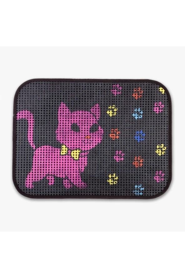 Elekli Desenli Kedi Tuvalet Önü Paspası 60 X 45 Cm ürün görseli 1