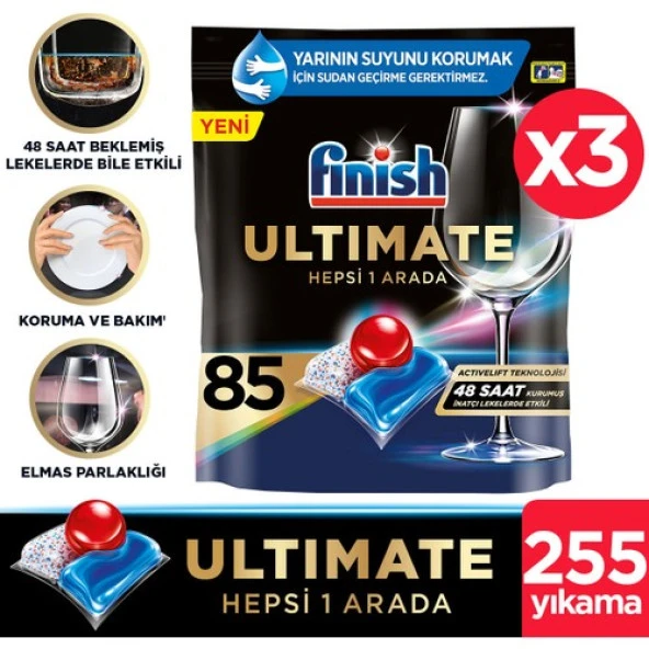 Finish Ultimate 255 Kapsül Bulaşık Makinesi Deterjanı Tableti (85X3) ürün görseli 1