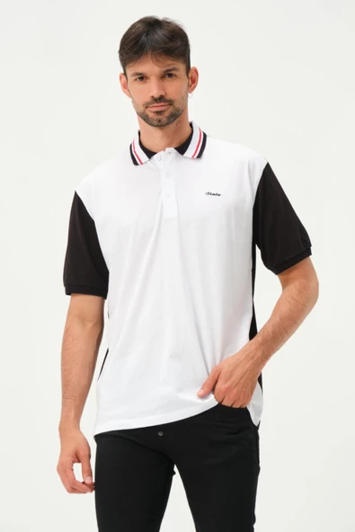 Erkek Çift Renk Polo Yaka T-Shirt Siyah ürün görseli 1