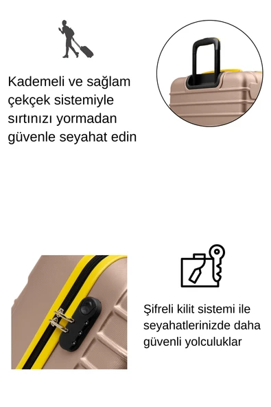 Kabin Boy Valiz 4x2 Teker Altın 1168 - Resim 4