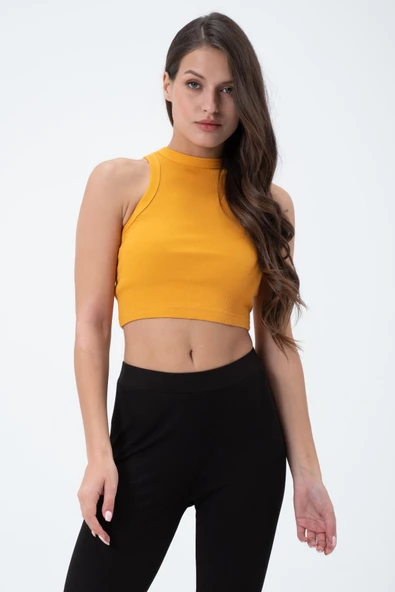 Kadın Kaşkorse Crop Atlet  Sarı ürün görseli 1
