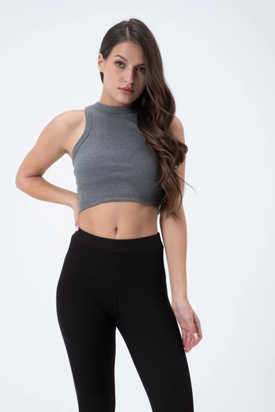 Kadın Kaşkorse Crop Atlet   Gri ürün görseli 1