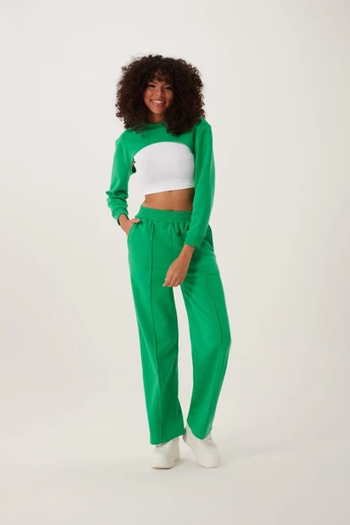 Kadın Oversize Crop  Yeşil - Resim 2