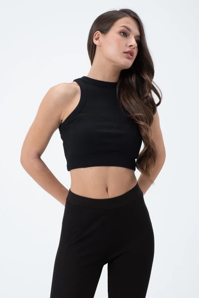 Kadın Kaşkorse Crop Atlet  Siyah ürün görseli 1