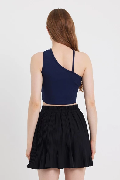 Kadın Askılı Crop Kaşkorse   Lacivert - Resim 4