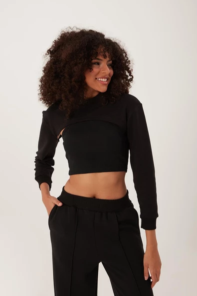 Kadın Oversize Crop  Siyah ürün görseli 1