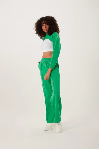 Kadın Oversize Crop  Yeşil - Resim 3