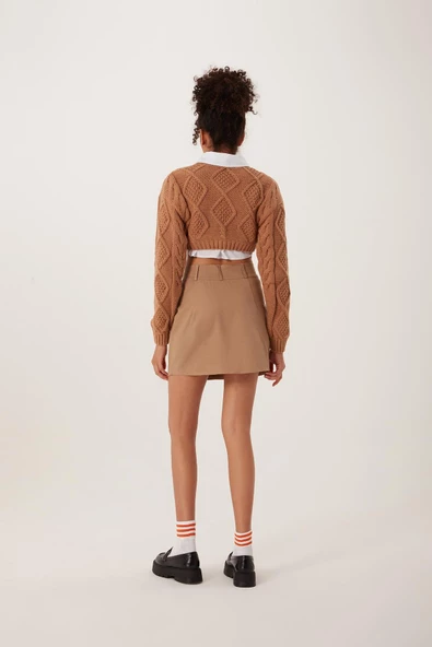 Kadın Triko Sweatshirt Taba - Resim 3