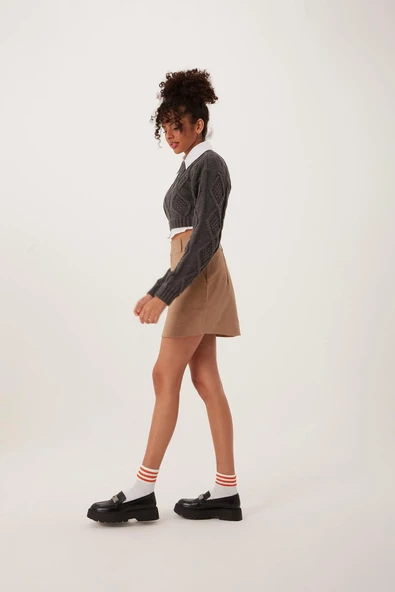 Kadın Triko Sweatshirt Antrasit - Resim 3