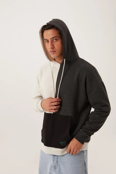 Erkek Parçalı 3 İplik Sweatshirt Beyaz ürün görseli 1