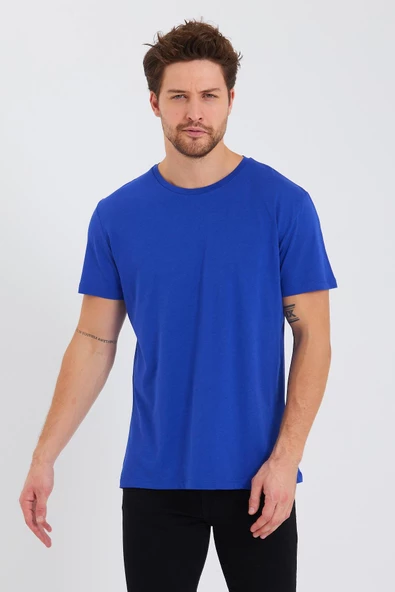 Erkek Pamuk Modal Regular Fit T-shirt Saks ürün görseli 1
