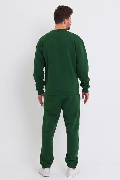 Erkek Fermuar Detaylı Sweatshirt Yeşil - Resim 5