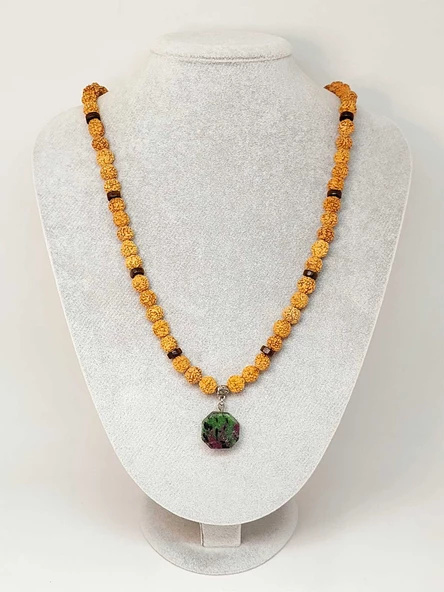 Anyolit Taşlı Rudraksha Tohum Kolye Dolama Bileklik 8mm (49736) ürün görseli 1